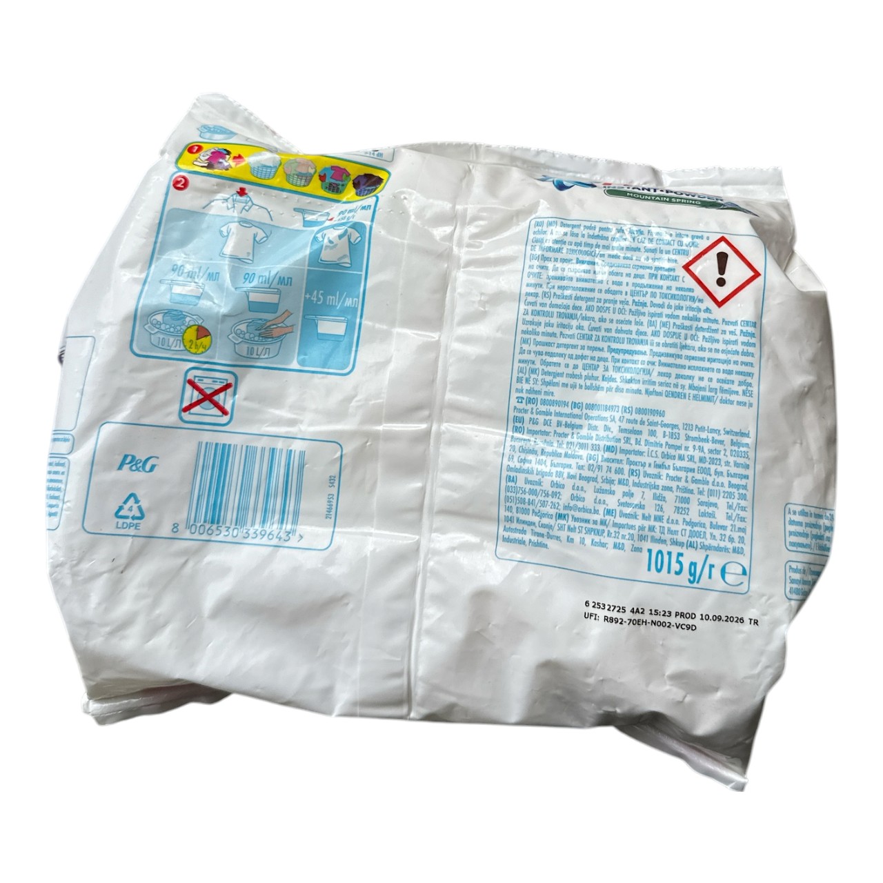 Ariel Mountain Spring, Detergent manual rufe, 1015 g, 10 spalari - imagine 2