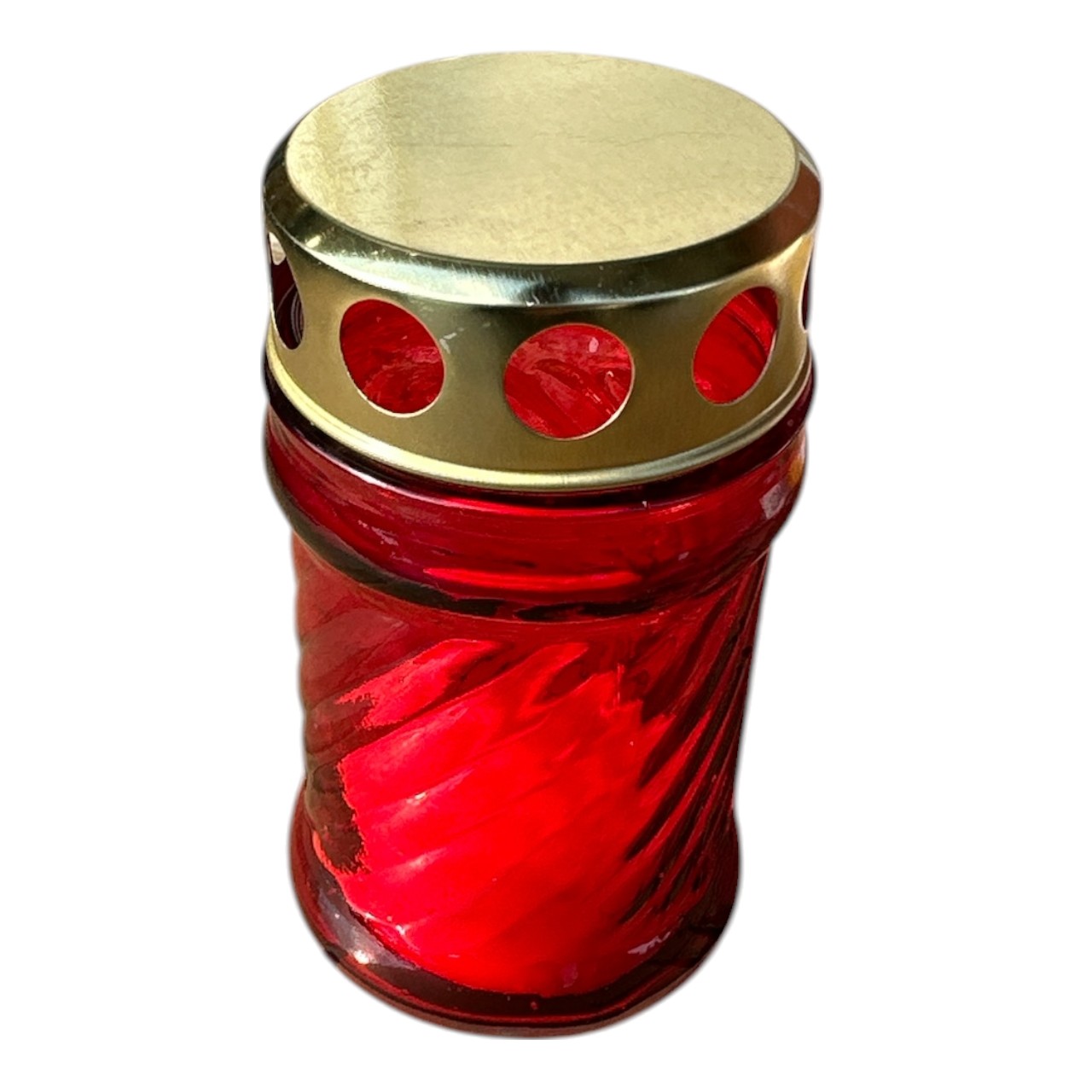 Candela sticla cu capac metalic, 11 cm