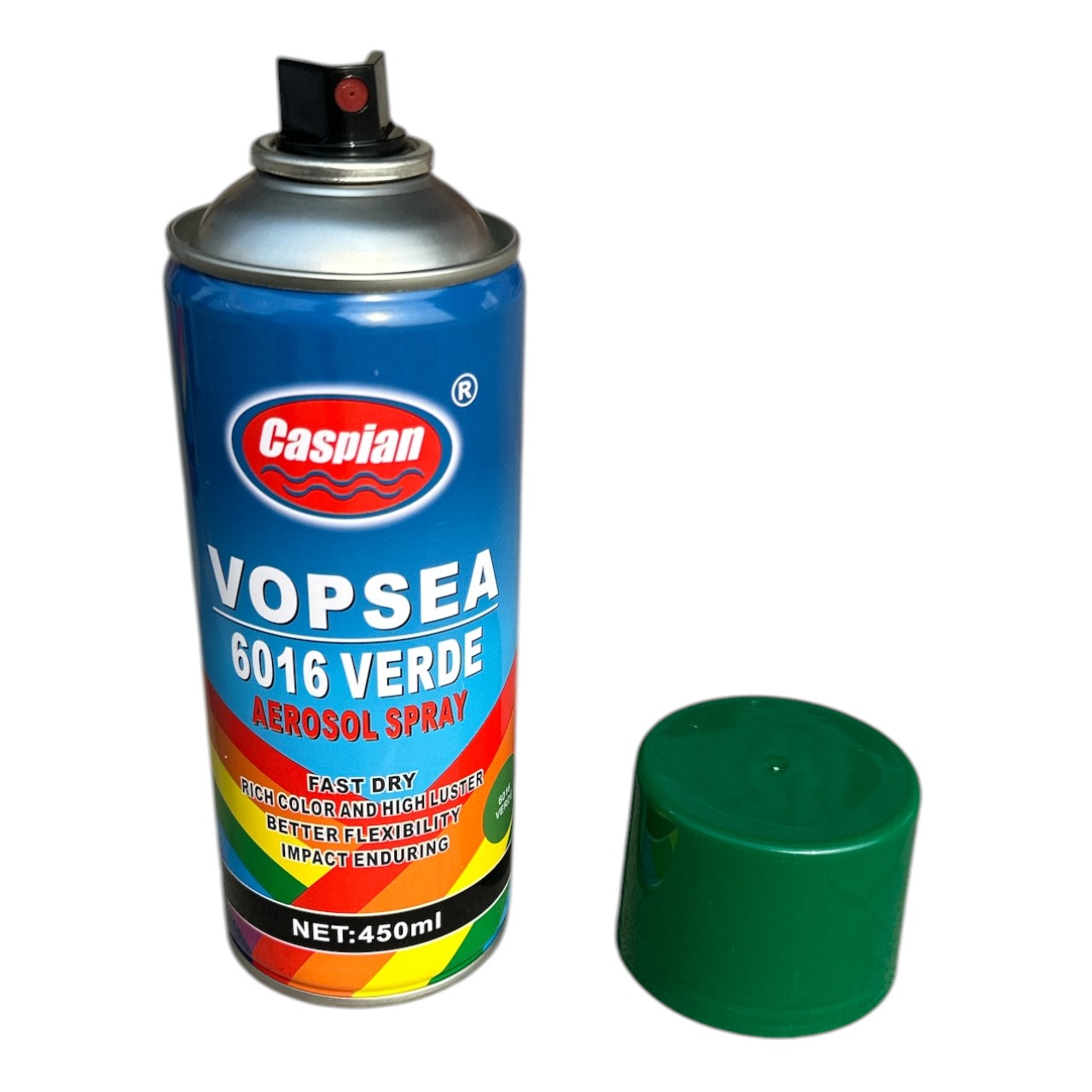 Caspian Vopsea spray pentru reparat suprafete lemn-metal verde 450ml