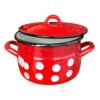 Cratita emailata 4 litri cu capac, rosie cu buline