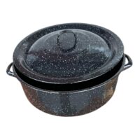 Cratita emailata 8 litri cu capac, neagra