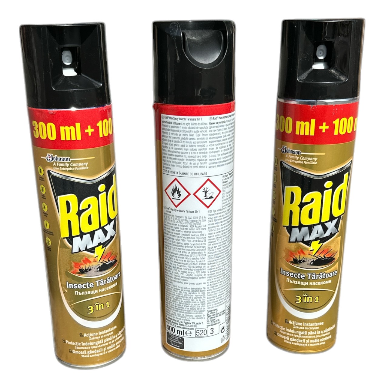 Raid MAX 3 in 1 Spray pentru insecte taratoare 300ml, 3 buc - imagine 2