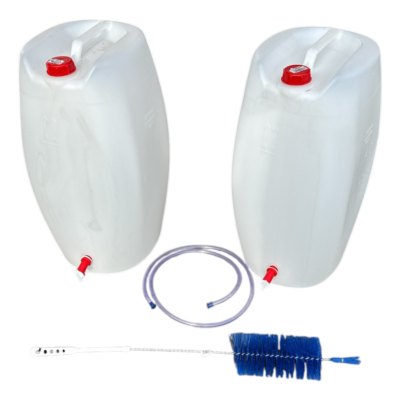 Set 2 Canistra 60L din plastic cu robinet + Perie + Furtun 1.5m