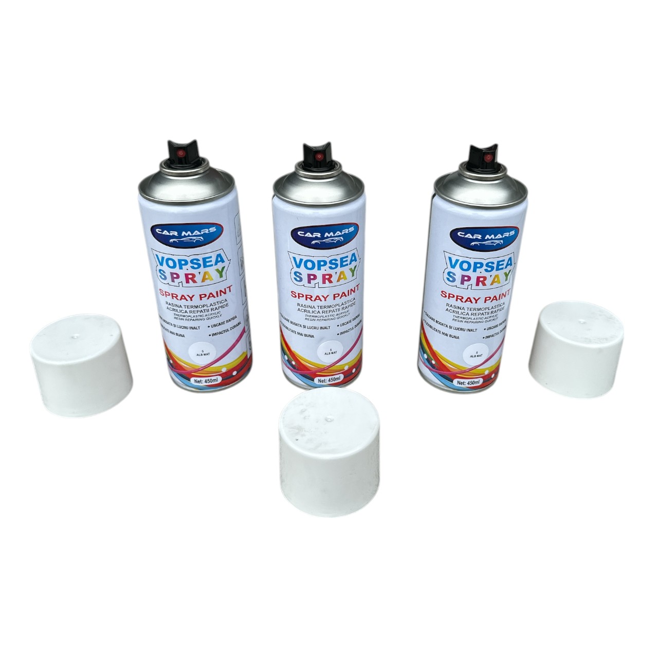 Vopsea (Spray) Alb Mat pentru reparatii, 3 x 450 ml - imagine 2