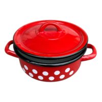 Cratita emailata 3 L, cu capac, rosie