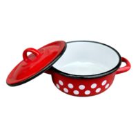 Cratita emailata 3 L, cu capac, rosie