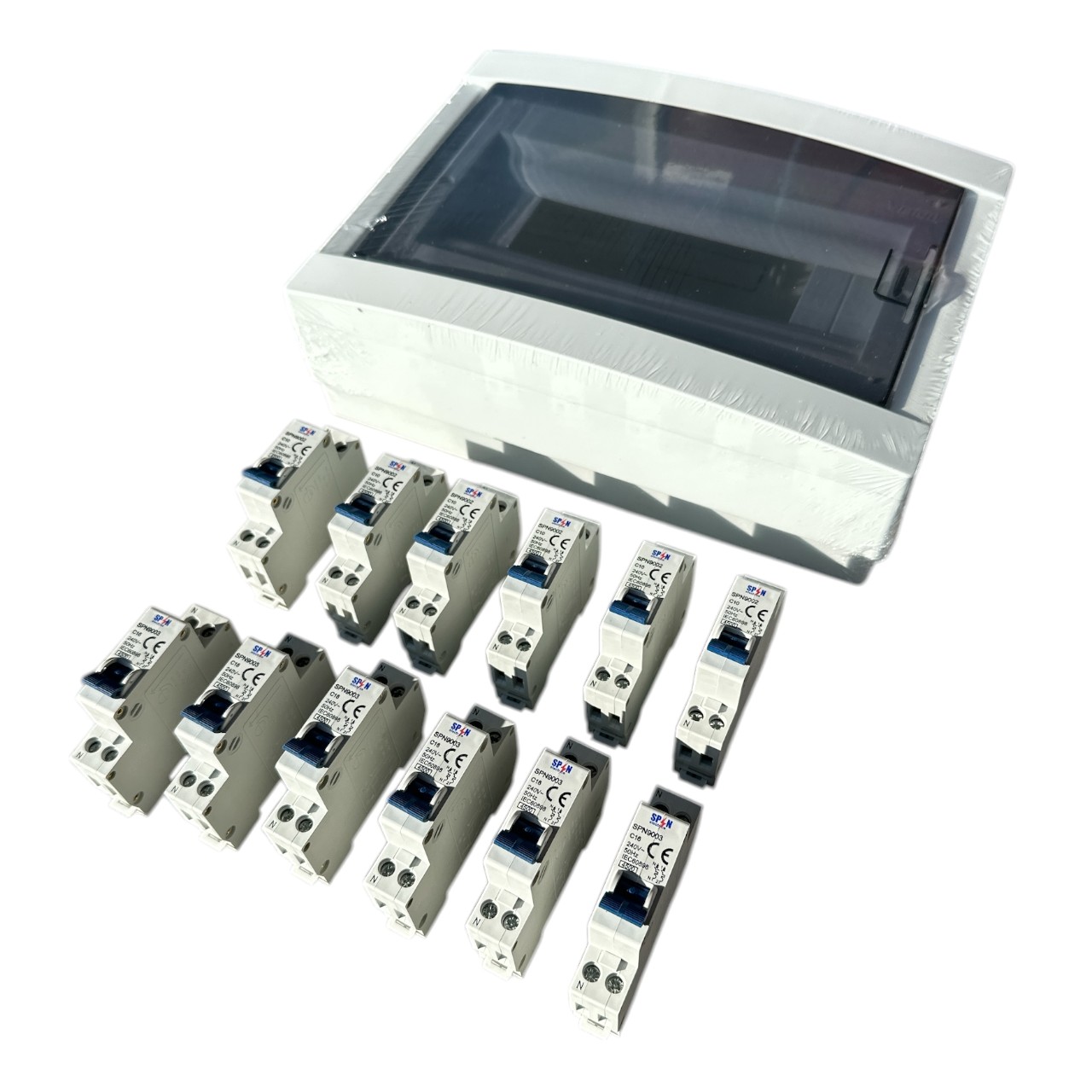 Tablou sigurante cu 12 module, echipat cu bipolare, 6x10A + 6x16A