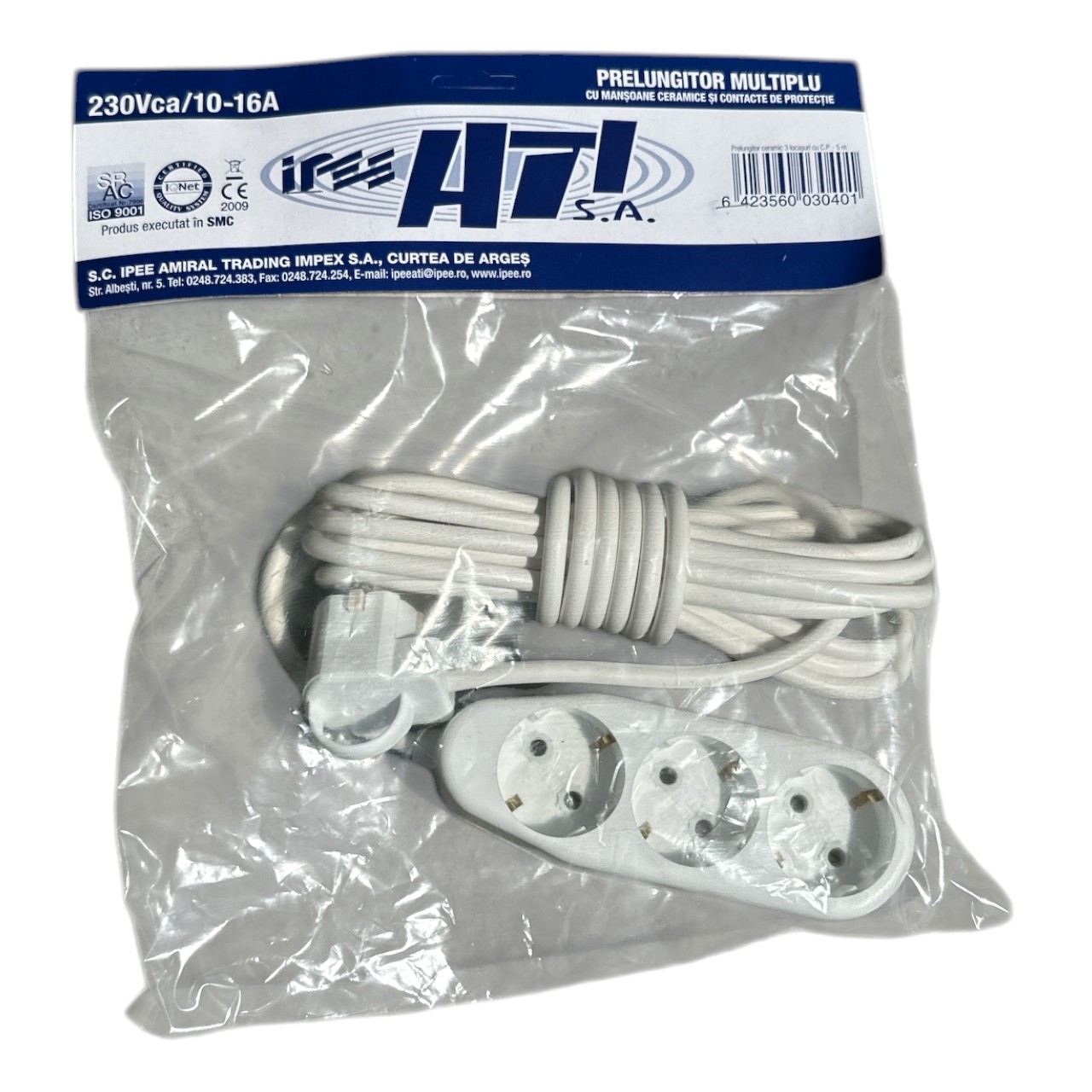 Prelungitor electric cu ceramica, 3 prize, 5 metri