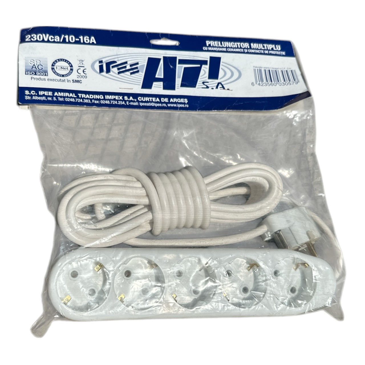 Prelungitor electric cu ceramica, 5 M (metri) 5 prize, alb