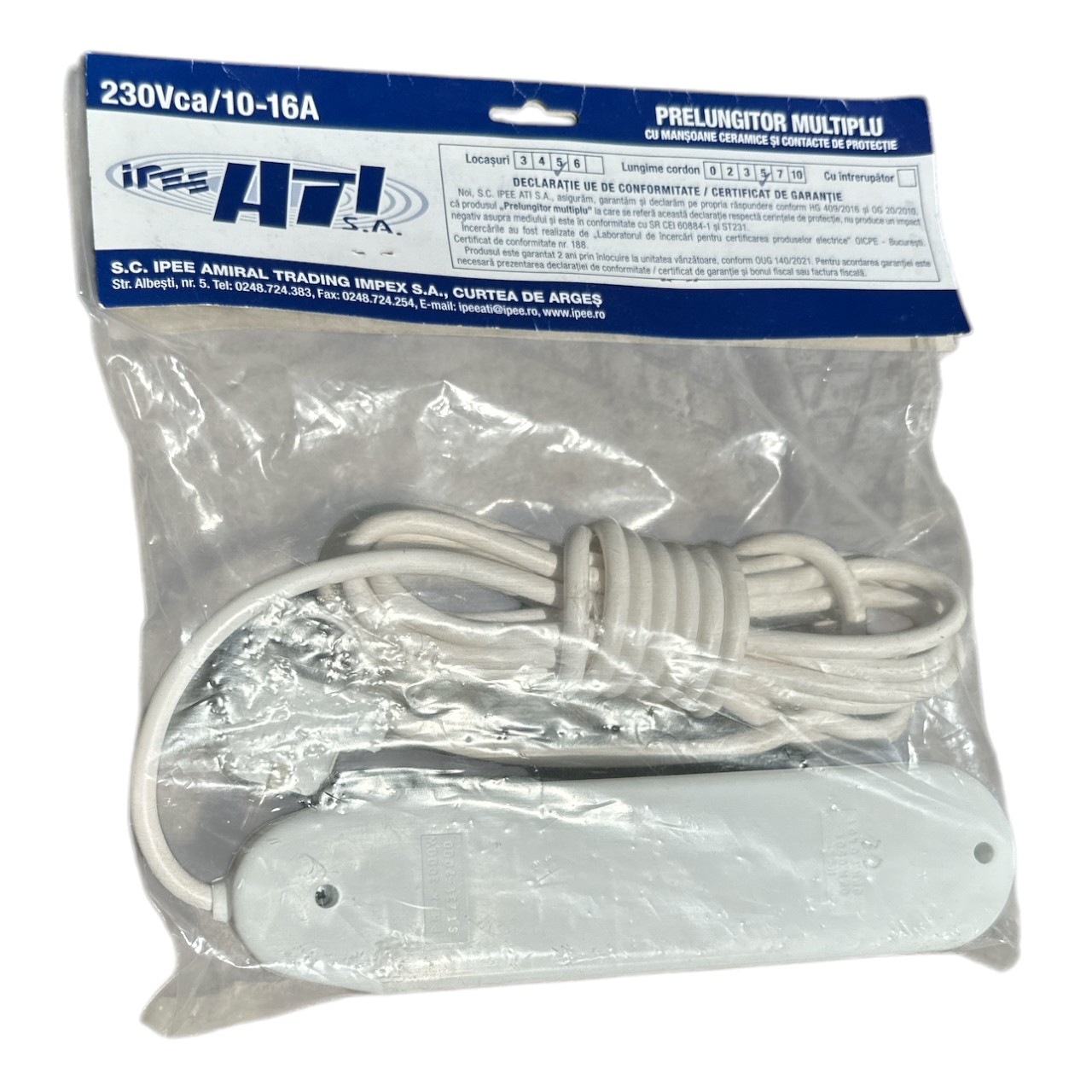 Prelungitor electric cu ceramica, 5 M (metri) 5 prize, alb - imagine 2