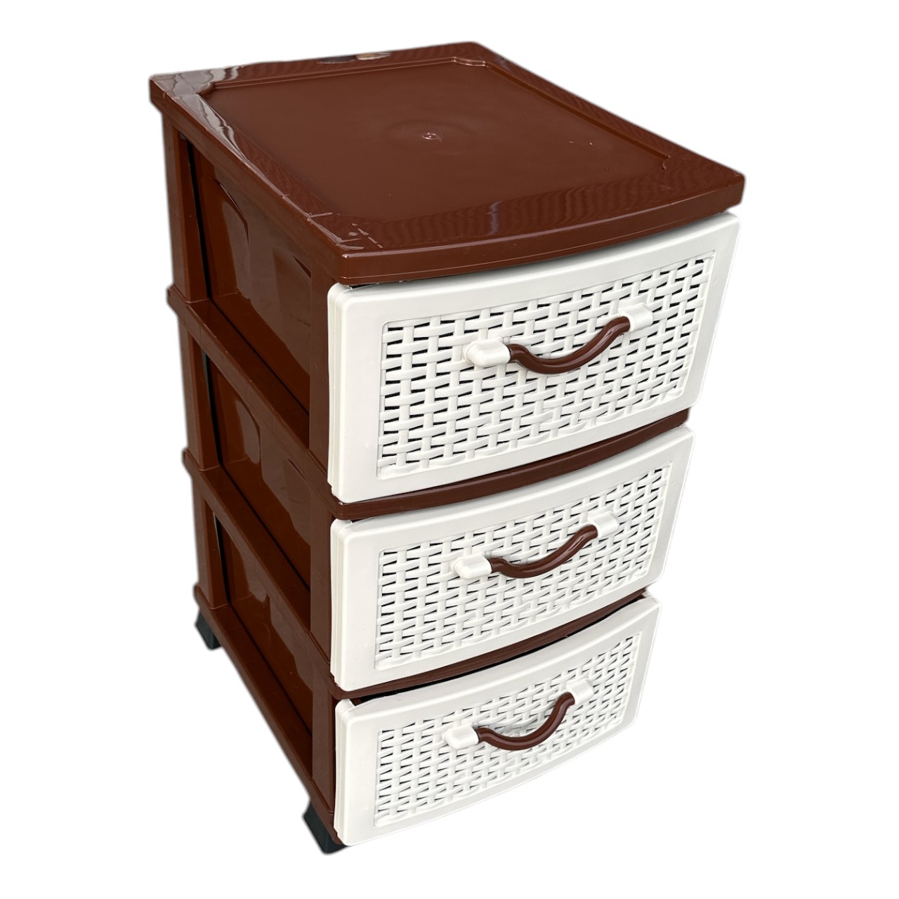 Dulap 3 sertare maro-crem