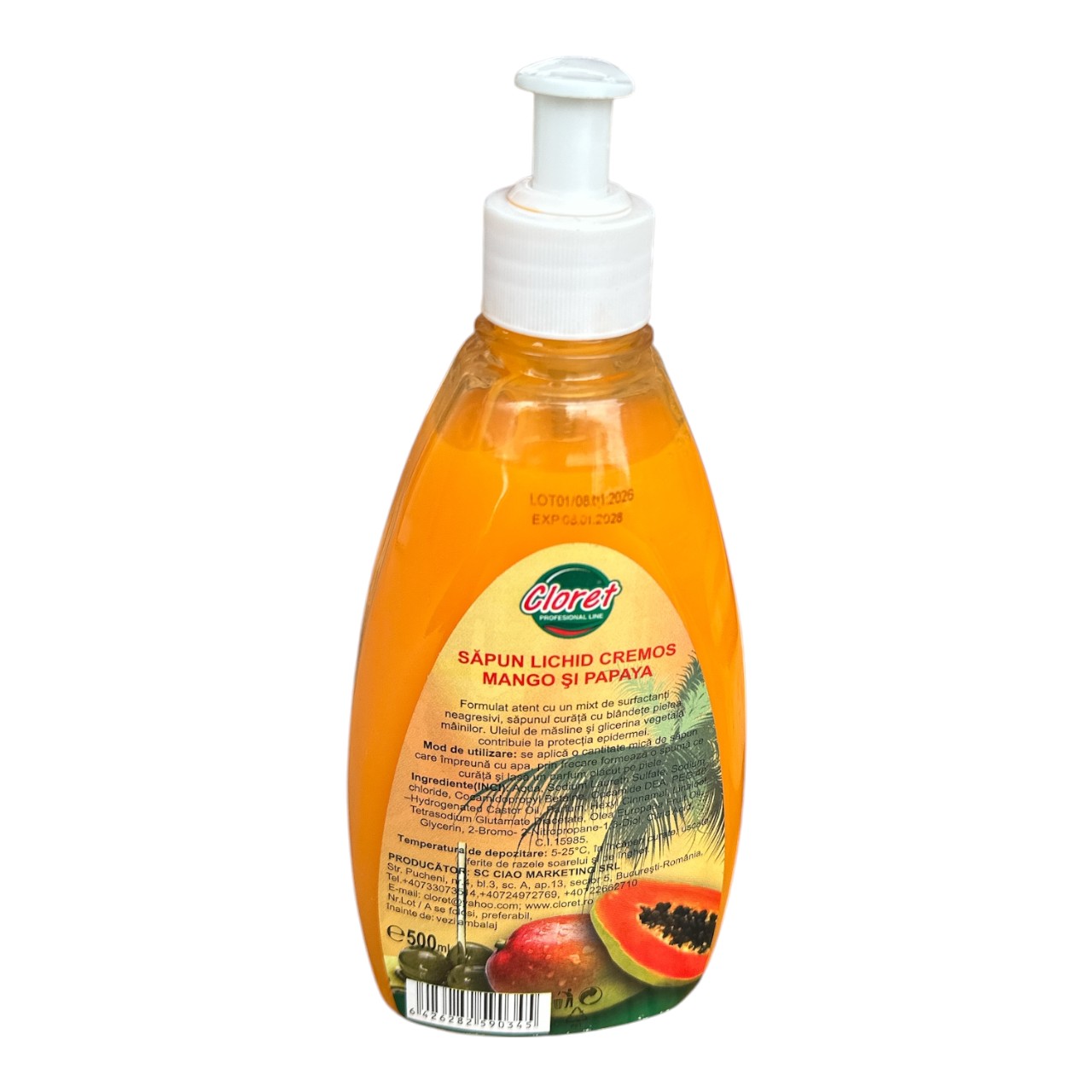 Cloret Sapun lichid Mango si Papaya 500ml - imagine 2
