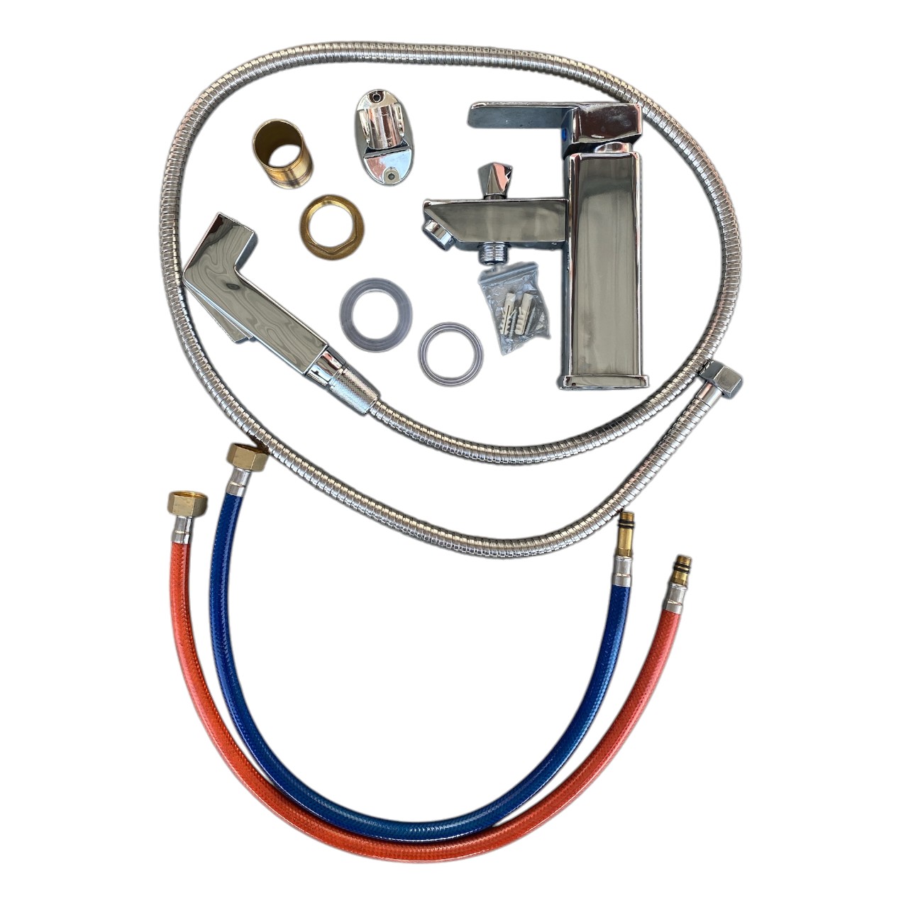 Baterie chiuveta baie inox cu dus si functie bideu