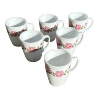 Cani de ceai din opal cu model 300ml, Set 6 bucati