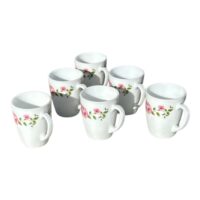 Cani de ceai din opal cu model 300ml, Set 6 bucati