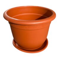 Ghiveci flori plastic 23 cm, maro