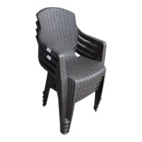 Scaun de gradina plastic imitatie ratan, maro, set 4 bucati