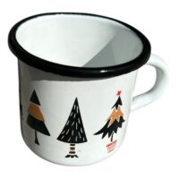 Cana emailata 350 ml cu model, alba