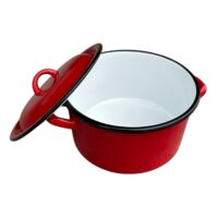 Cratita emailata cu capac, inalta, 4 l, rosie