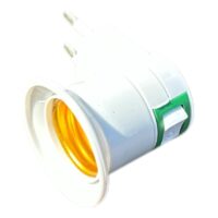 Stecher cu fasung E27 si intrerupator, alb