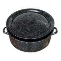 Cratita emailata 6 L cu capac, neagra