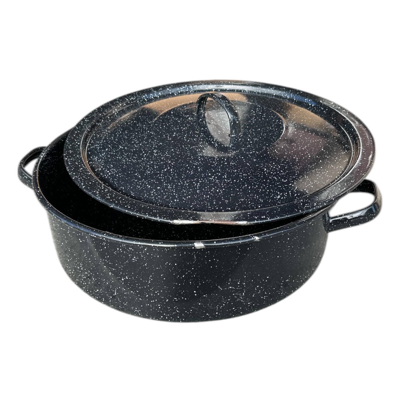 RESIGILAT! - Cratita emailata 15 litri cu capac, neagra