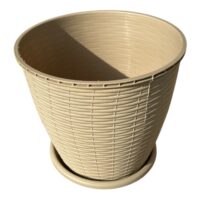 Ghiveci plastic imitatie ratan crem 6L