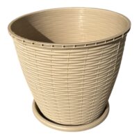 Ghiveci plastic imitatie ratan crem 6L