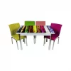 Masa extensibila acoperita cu sticla multicolora, 4 scaune