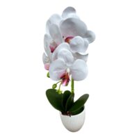 Orhidee Artificiala Curgatoare (Alba-Roz) in Ghiveci, 50 cm