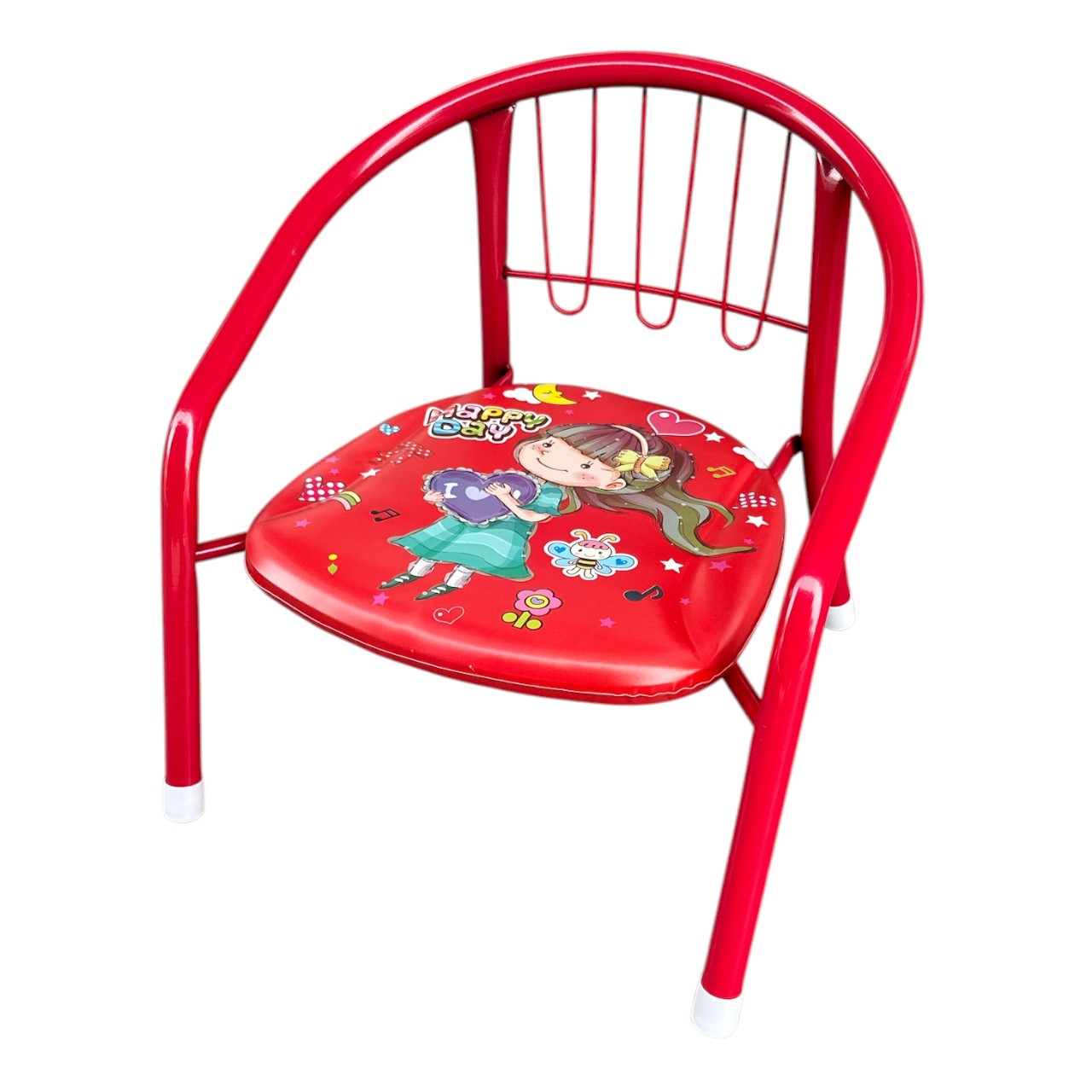 Scaun copii metalic cu spatar si sezut moale, 35x25 cm
