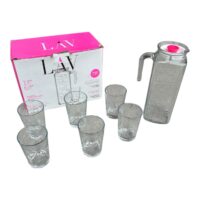 Carafa apa, limonada 1.2 litri cu 6 pahare din sticla 205 ml