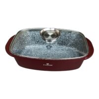 Cratita Aluminiu-granit, dreptunghiulara 6 litri, cu capac sticla