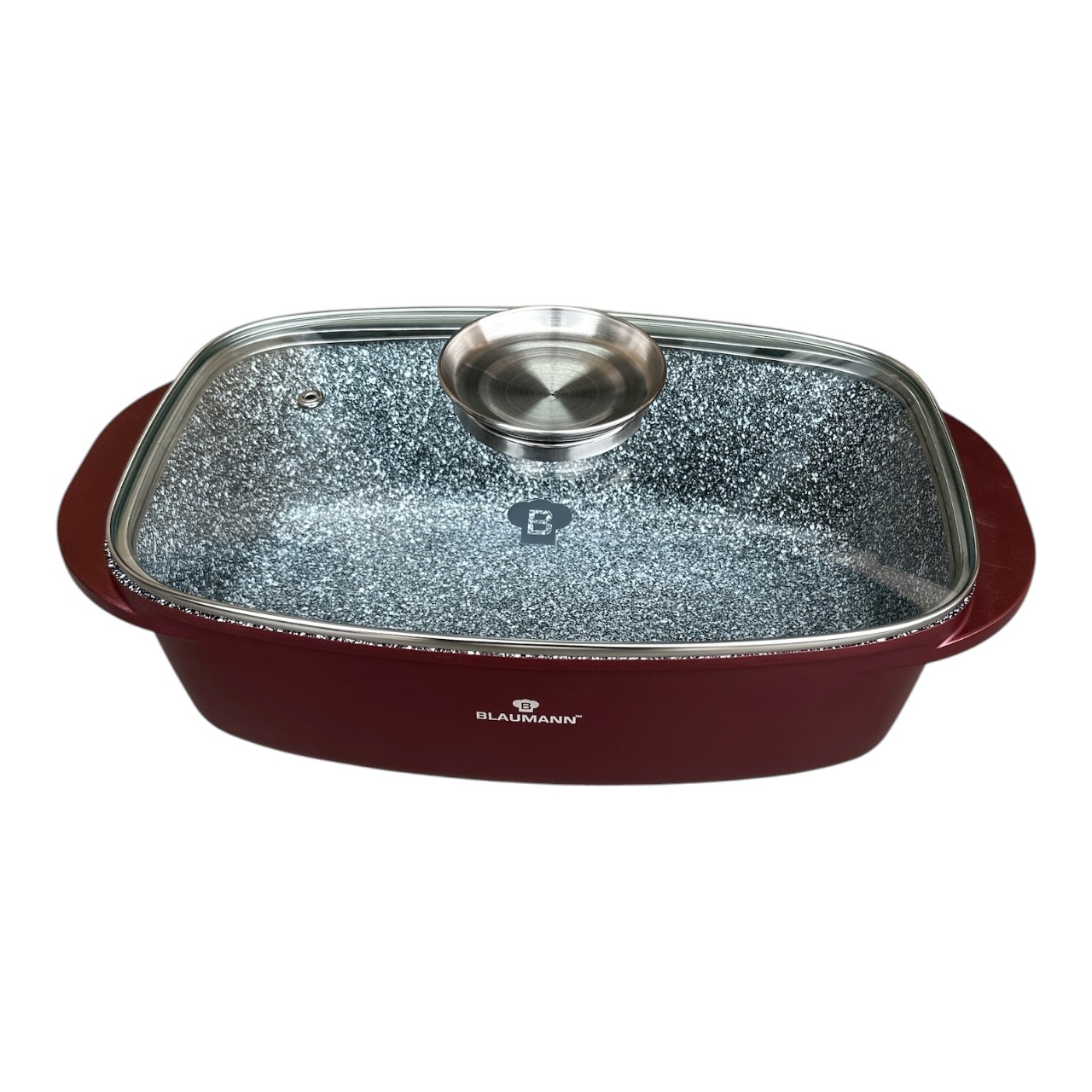 Cratita Aluminiu-granit, dreptunghiulara 6 litri, cu capac sticla