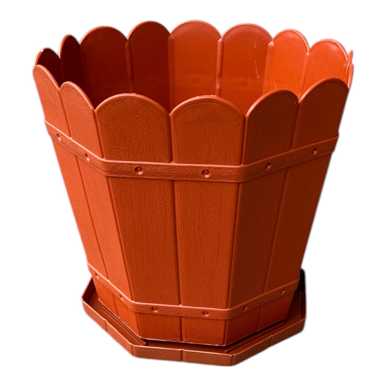 Ghiveci plastic, model RUSTIC 12 L (29 cm), maro