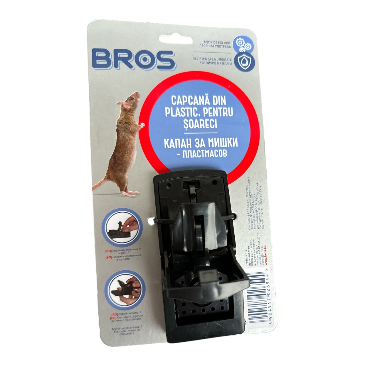 Bros Capcana pentru soareci, din plastic, neagra