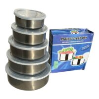 Caserole inox cu capac, ermetice set 5 bucati