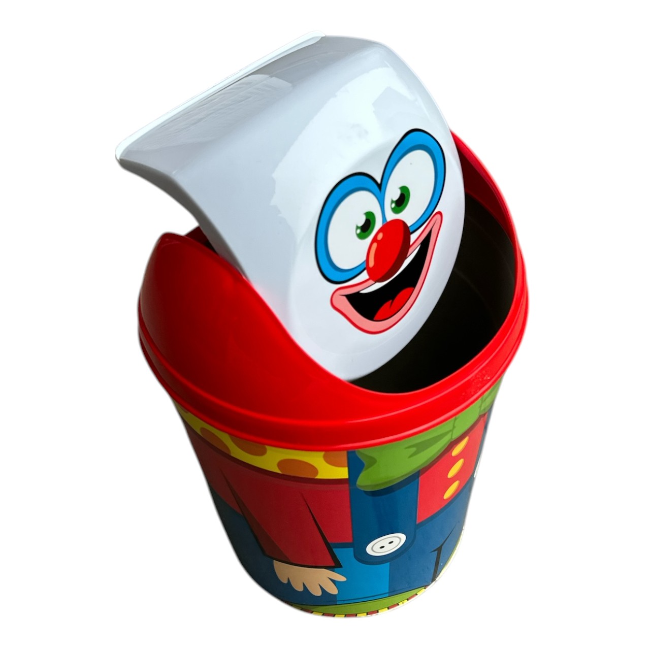 Cos gunoi plastic cu capac batant 4 L, clovn - imagine 2