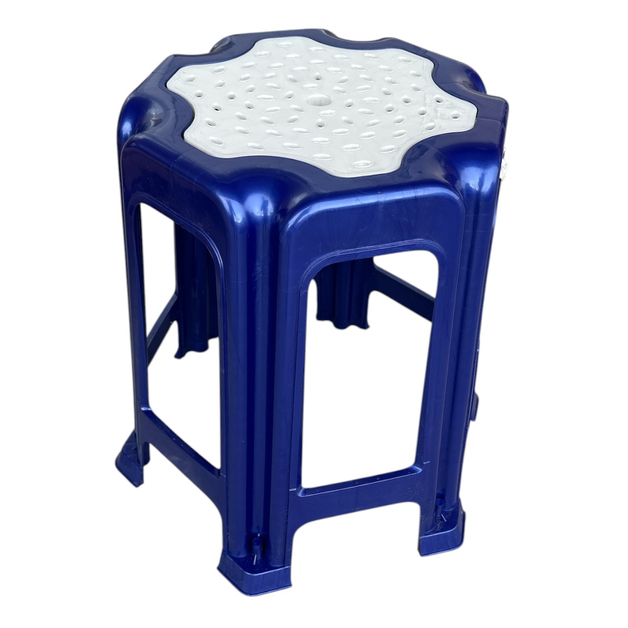 Taburet Plastic Hexagonal (Albastru) 34.5x47 cm