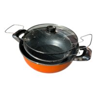 Friteuza teflonata cu capac si cos pentru prajit 24 cm