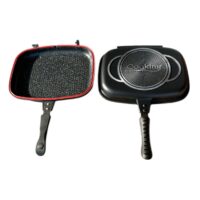 Tigaie grill dubla din aluminiu, dreptunghiulara, 32x24x7.5 cm Dark Line