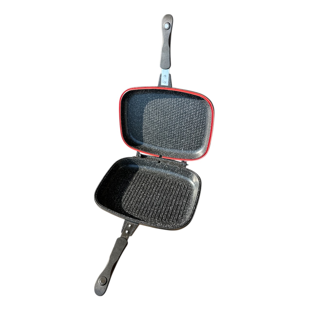 Tigaie grill dubla din aluminiu, dreptunghiulara, 32x24x7.5 cm Dark Line