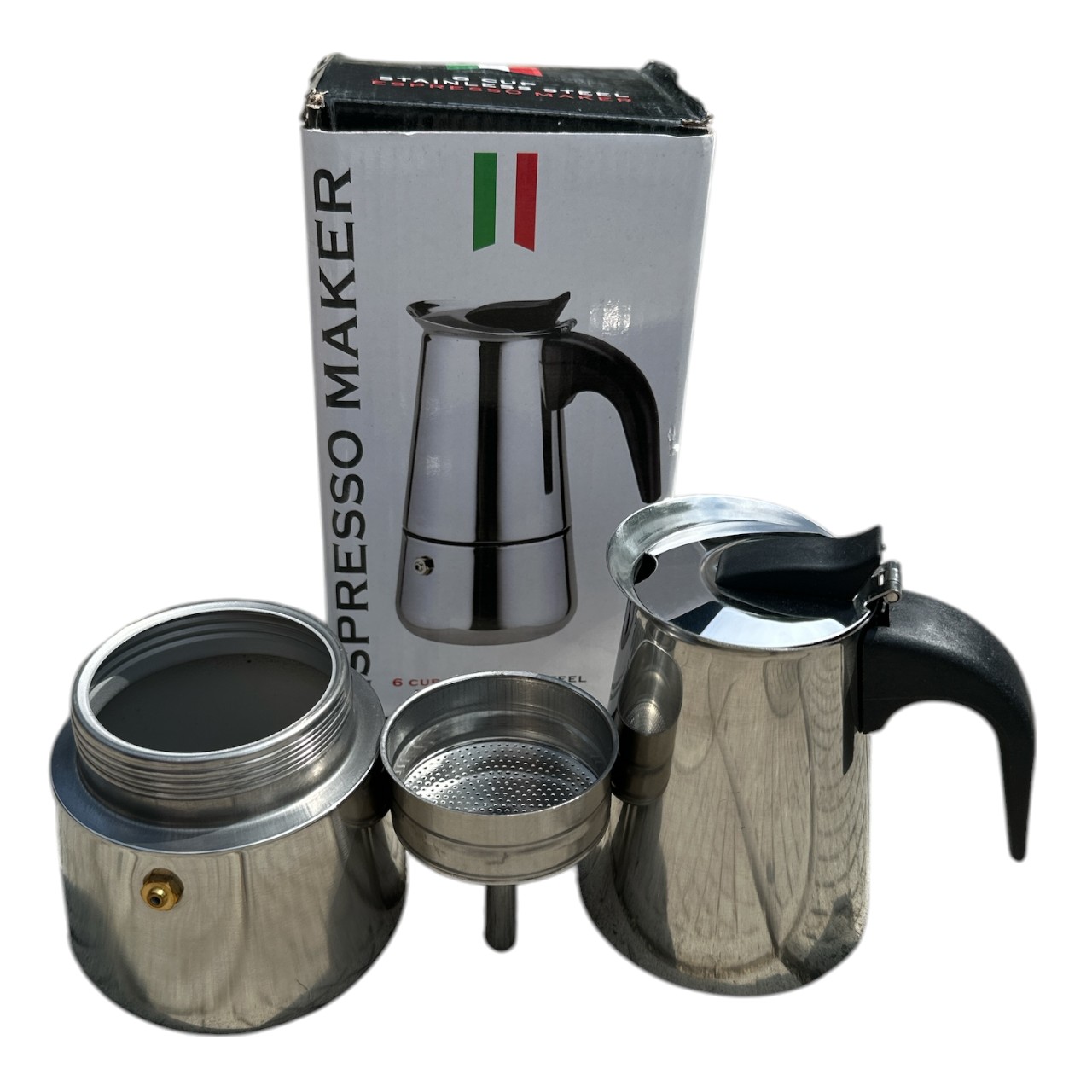 Espressor cafea macinata din inox, 300 ml