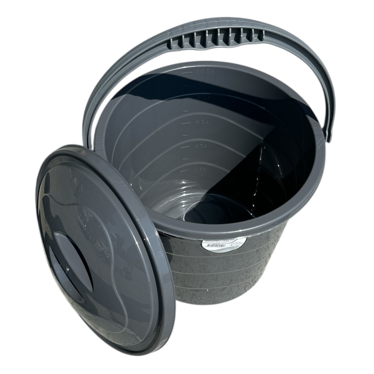 Galeata de plastic 10 L cu capac, gri