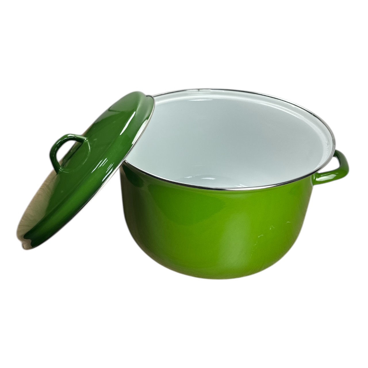 Oala emailata joasa 10 litri (30 cm) cu capac, verde - imagine 2