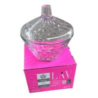 Bomboniera cristal cu capac, 13 cm