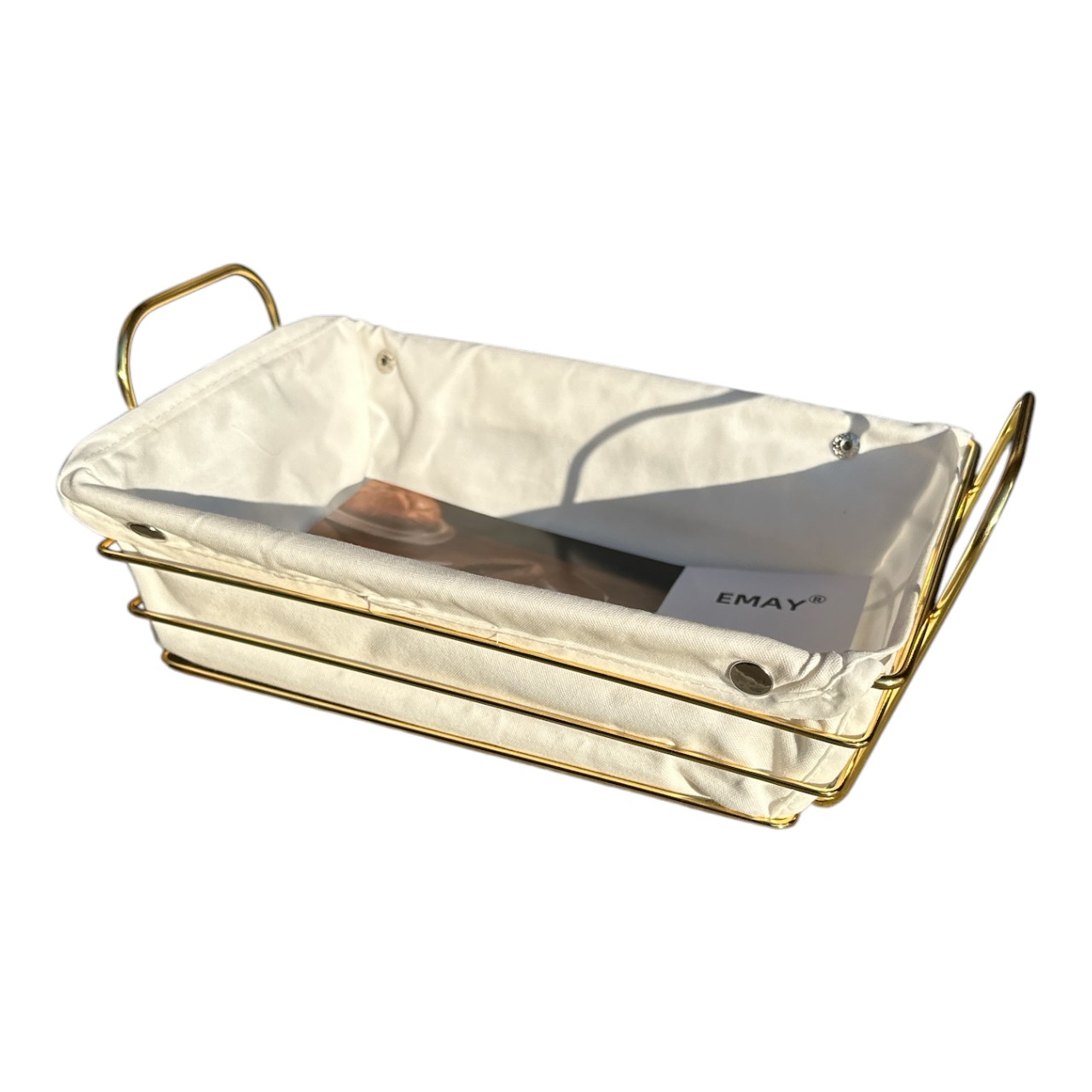 Cos paine inox cu textil, auriu 26x19x8 cm