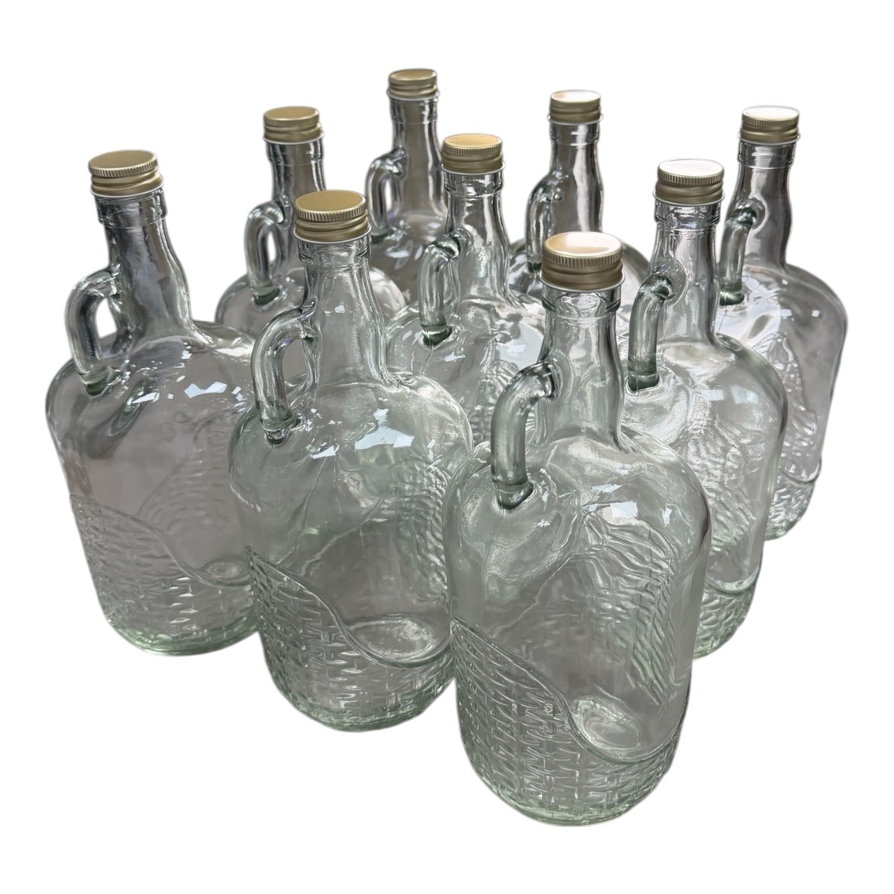 Damigeana sticla cu capac si maner, 1L, set 9 bucati