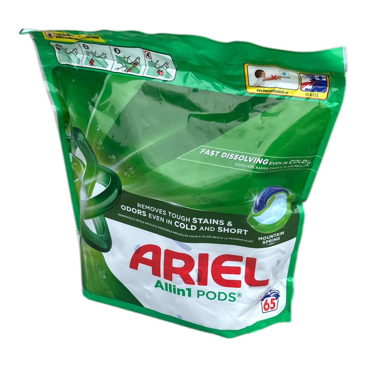 Ariel all in 1 Pods (Mountain Spring) Detergent Rufe, 65 capsule