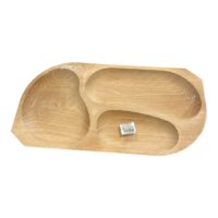 Platou lemn traditional pentru servire, oval 3 compartimente